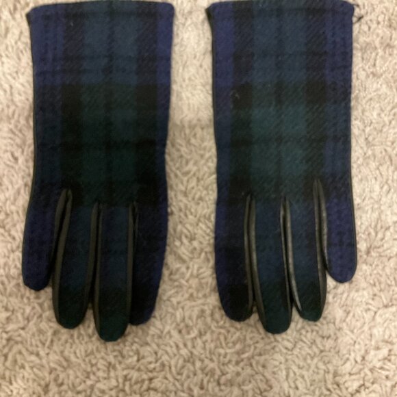 j.crew Leather gloves with Black Watch. size: L. color: black WATCH. item # F879 - Picture 3 of 7